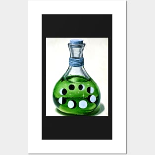 Green Wicca bottle - moon phases Posters and Art